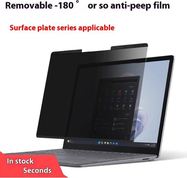 Magnetische Datenschutzfolie für Microsoft Surface Pro 4 5 6 7 und Surface Go 1 2 3 4 in Schwarz mit 180 Grad Sichtschutz - Bild 1