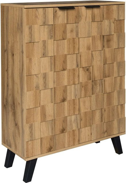 okwish Schuhschrank mit 5 Fächern in Holzmaserung, Farbe Braun, B/T/H: 80 x 35,5 x 110 cm - Bild 1