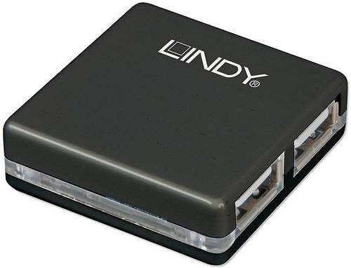 Lindy 42742 USB 2.0-Hub mit 4 USB-A Anschlüssen in Schwarz - Bild 1