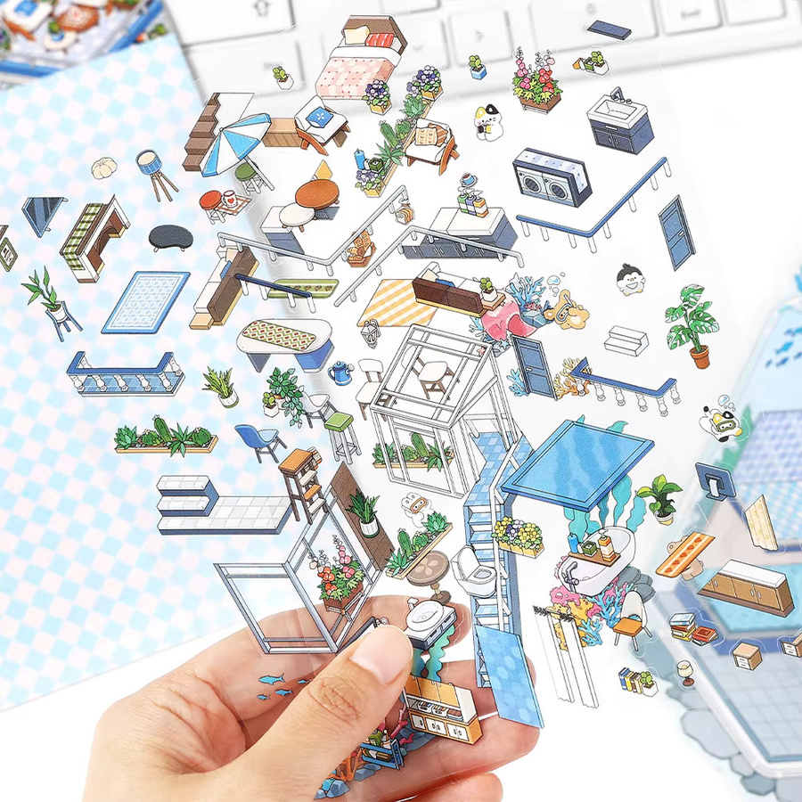 Mr Paper 2,5D Landschafts-Sticker-Set mit 12 Beuteln, bunte DIY-Aufkleber zum Stapeln für Festivals und Geburtstage - Bild 2