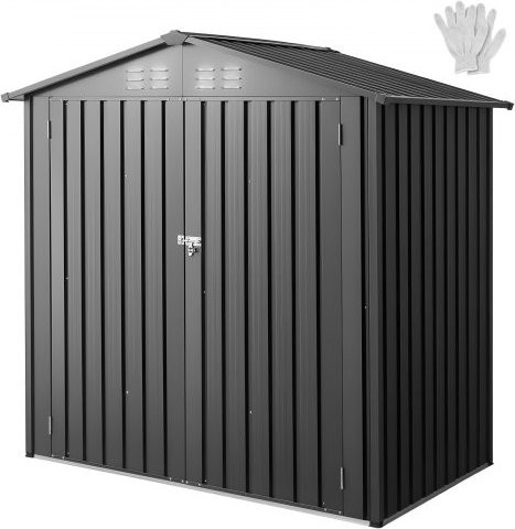 VEVOR Metall Gerätehaus mit Spitzdach und abschließbaren Türen, Geräteschuppen mit 4 Lamellenlüftungen für Garten und Terrasse, B/T/H: 186,0 x 121,0 x 184,1 cm - Bild 1