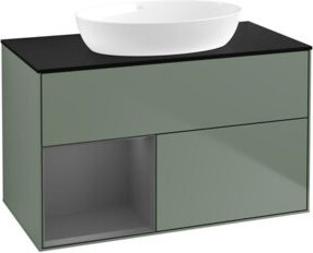 V&B Waschtischunterschrank Finion 100 in Platinblau matt lackiert, B/T/H: 100 x 50,1 x 50,1 cm - Bild 1