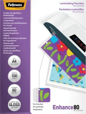 FELLOWES Laminierfolien DIN A4, 80 mic., 100 Stück, transparent matt - Bild 1