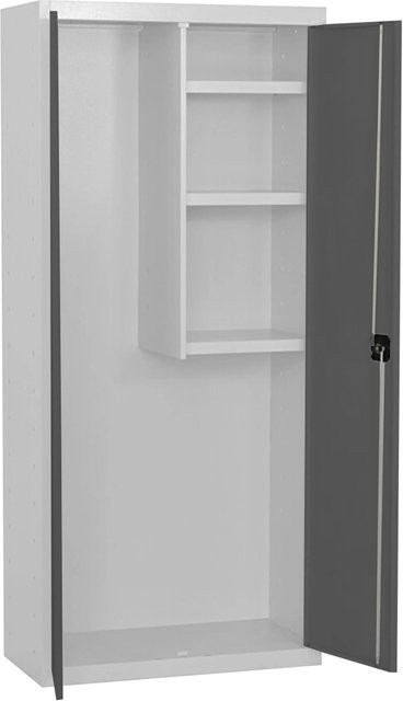 PROREGAL Putzmittelschrank AMEGO Metallschrank für den Haushalt in Anthrazit-Weiß mit 3 Fachböden und Schloss, H x B x T: 180 x 60 x 40 cm - Bild 1