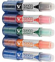 Pilot V-Board Master Whiteboardmarker Starterset mit Keilspitze und magnetischem Stiftehalter, 5er Set, farbsortiert - Bild 1
