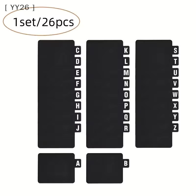KOQZM 26-teiliges PP-Indexregister-Set in Schwarz mit Buchstaben-Indexkarten A-Z für Bibliothek, Buch und Büro - Bild 6