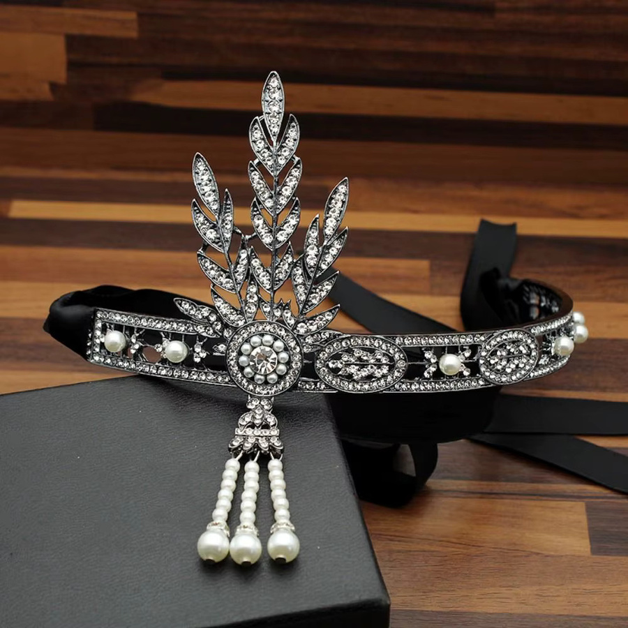 Lange Kette, Diamant, Kristall, Silber, Stirnband - Bild 3