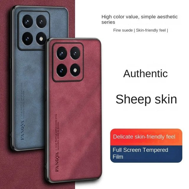 Luxus Leder Schutzhülle für Xiaomi 14T 13T Pro 15 Ultra in Schwarz mit stoßfester TPU Rückseite - Bild 1