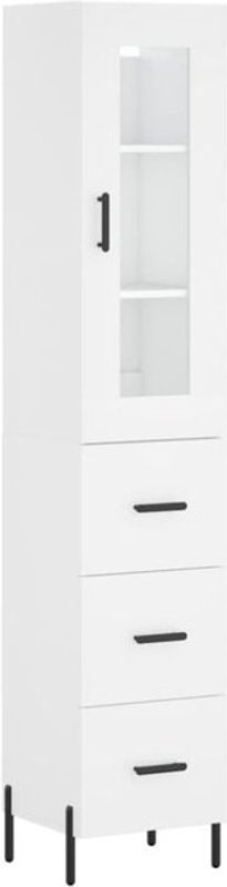 Modernes Highboard Vidaxl in Weiß aus Holzwerkstoff, Metall und Glas, B/T/H: 34,5 x 34 x 180 cm - Bild 1