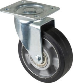 BS Transportrolle LB500.B80.125 Lenkrolle in Schwarz und Silber mit Aluminium und Schraubbefestigung, Raddurchmesser: 125 mm - Bild 1