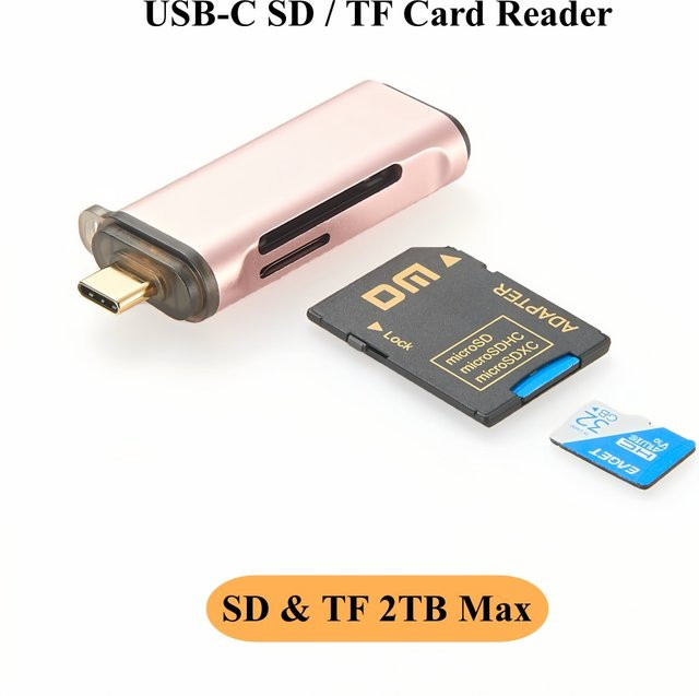PremierCable USB-C Kartenleser 2 in 1 Adapter für SD und Micro SD TF Karten mit 5G Geschwindigkeit in Gold - Bild 1