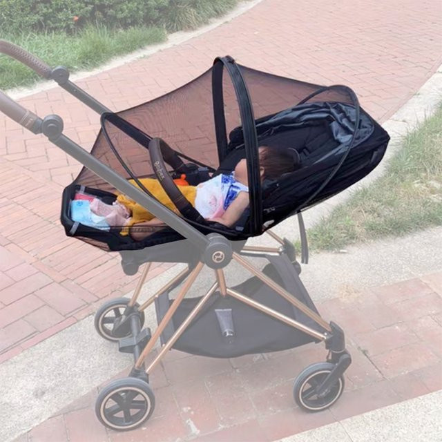 Moskitonetz für Kinderwagen in Schwarz als Zubehör für Cybex Priam Mios Balios S Eezy Melio, Stokke Xplory und Bugaboo Bee Series - Bild 1