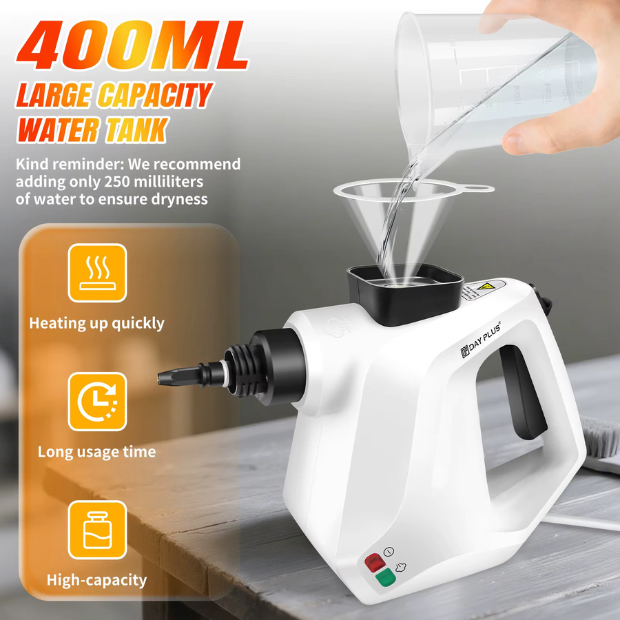 BRIEFNESS Handdampfreiniger 1000 W in Weiß mit 400 ml Behälter zur Reinigung von Couch, Bodenfliesen, Fenstern und Auto - Bild 3