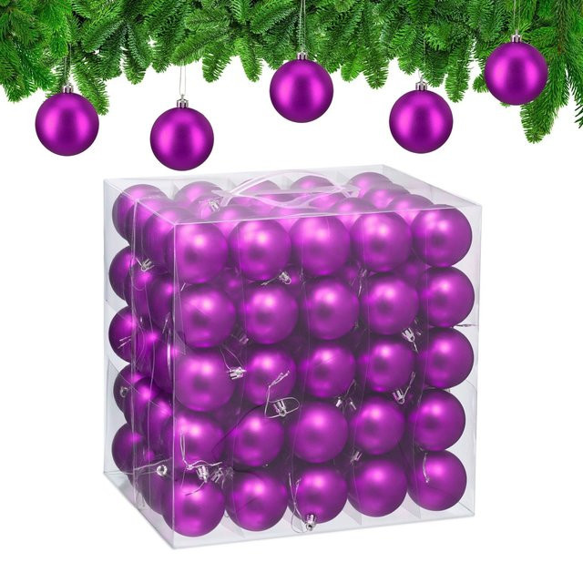 Relaxdays Weihnachtskugeln 100er Set in Pink Matt aus Polystyrol - Bild 1