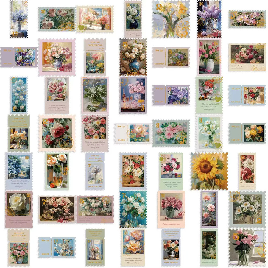 50 Stück Vintage Art Flower Botanical Sticker Pack in Multicolour von DIY RecordingYourLife Store - Bild 3