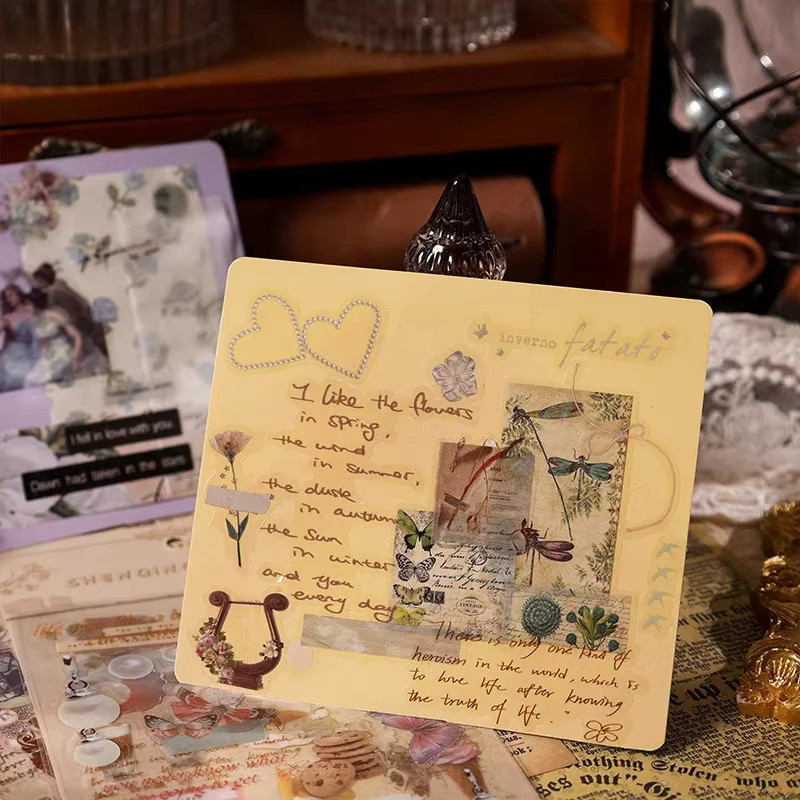 Journamm 3er Pack Vintage Aufkleber für Scrapbooking und Junk Journal, Wasserdichte PET Collage Sticker in Multicolour - Bild 2