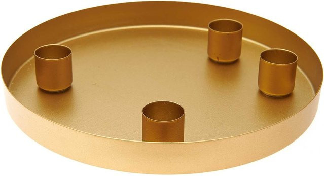 Rico Design Metalltablett Gold mit 4 magnetischen Kerzenhaltern Durchmesser: 20 cm - Bild 1