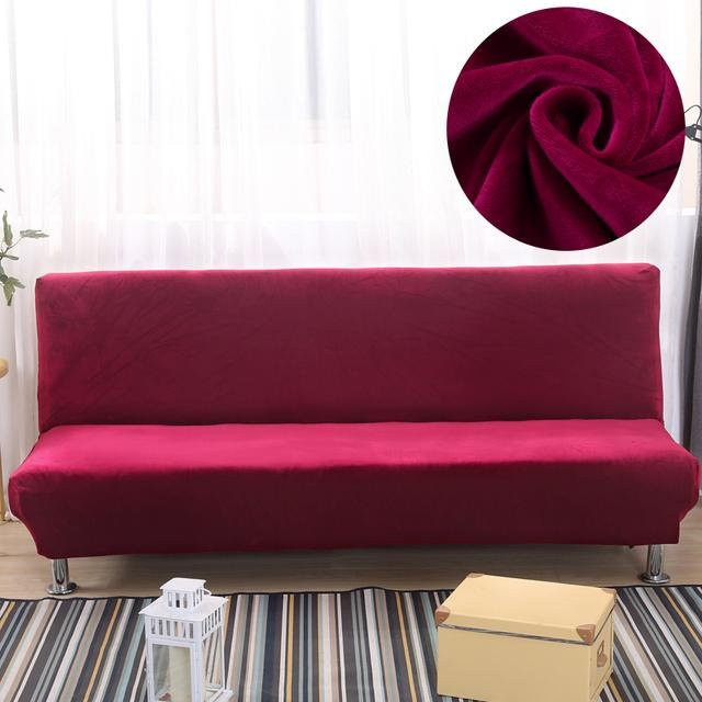 Weicher Plüsch Sofabezug aus Samt in Lila für Futon-Sofas ohne Armlehnen, Breite: 185-210 cm - Bild 1