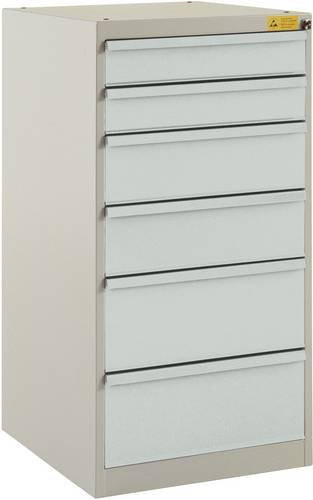 Manuflex LS1042.7035 BASETEC ESD-Schubfachschrank stationär in Lichtgrau RAL 7035 mit 6 Schubfächern und einer Nutzhöhe von 90 cm - Bild 1