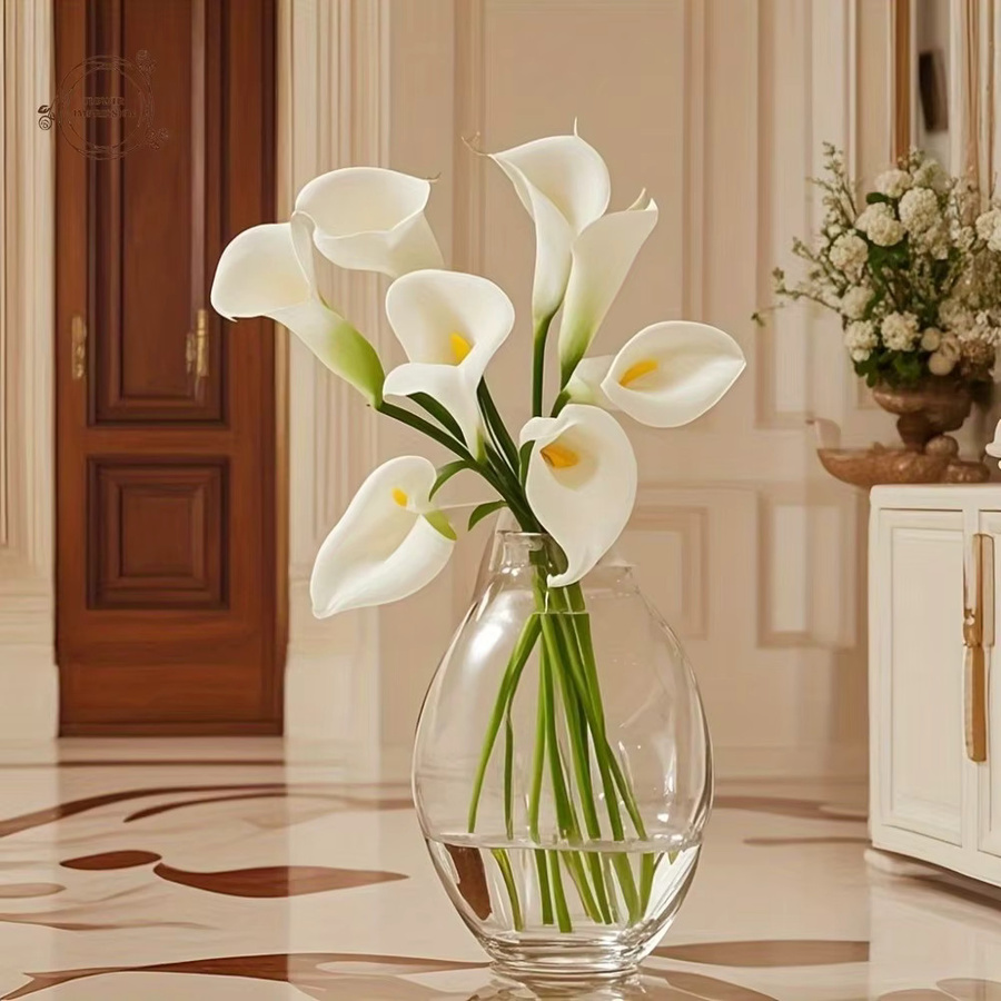 13 Stück künstliche Calla-Lilien von YN HI FLOWER in Weiß mit PU-Touch für Tischdekorationen und Hochzeiten - Bild 4