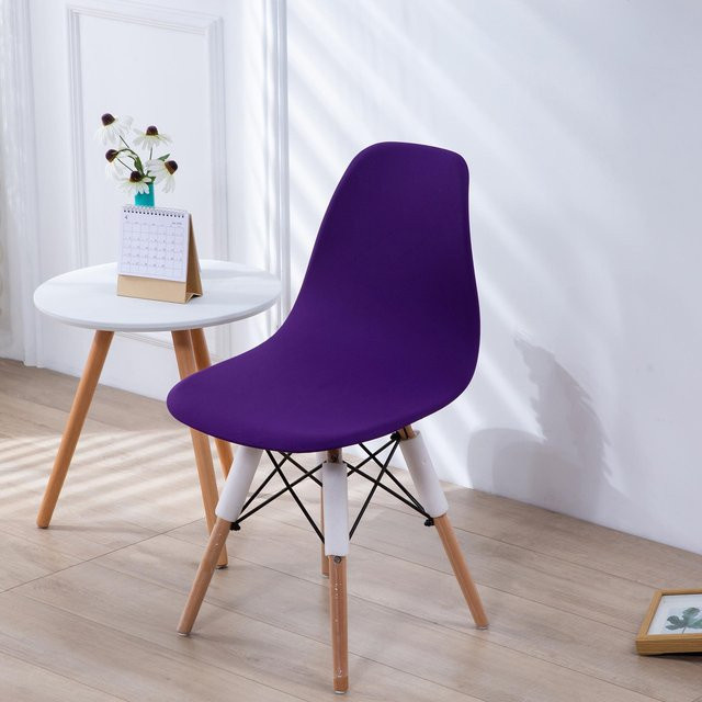 Elastischer Eames Stuhlbezug aus Faserstoff in Blau, abnehmbare und wasserabweisende Stuhlhusse für Esszimmer und Hochzeiten - Bild 1