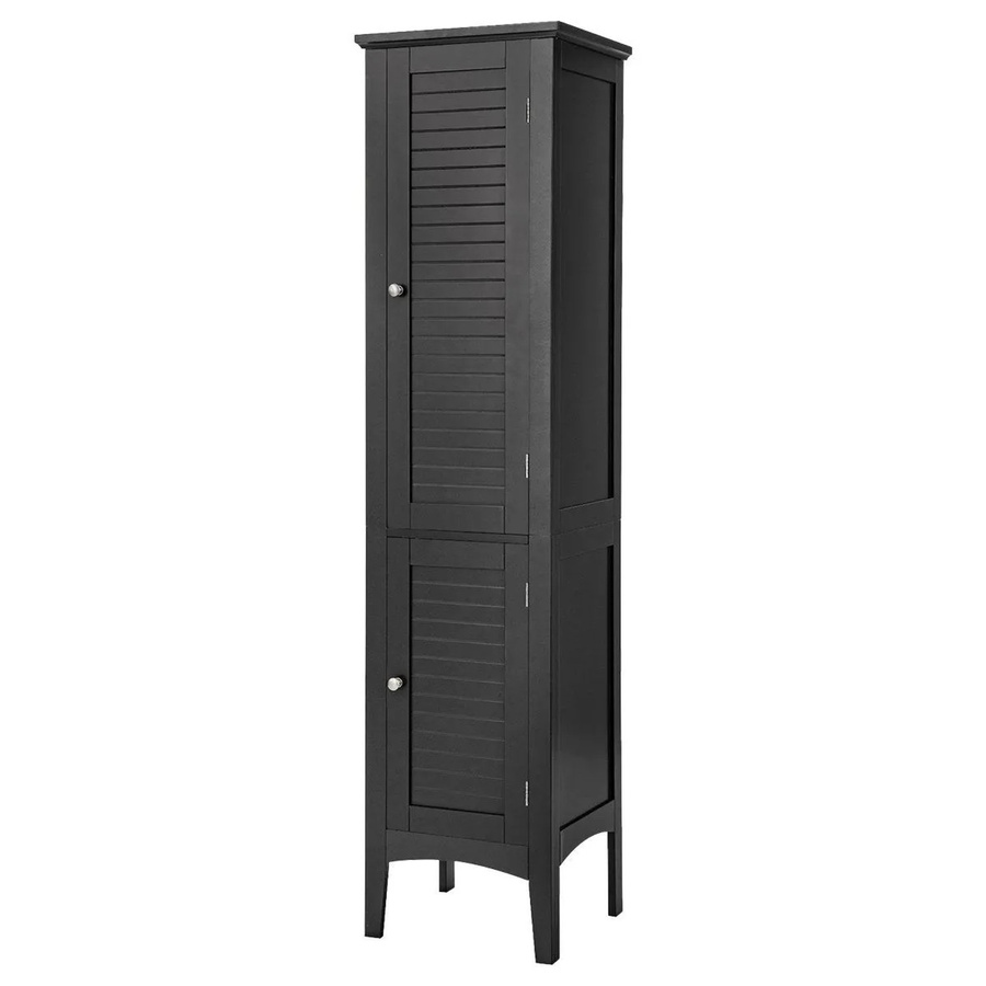 Costway Badezimmer-Hochschrank mit 5 Fächern in Schwarz - Bild 2