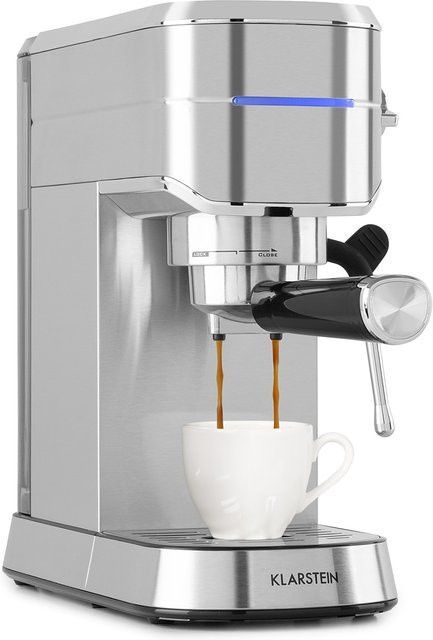 Klarstein Futura Espressomaker aus rostfreiem Edelstahl in Silber mit 20 bar Druck und 1450 Watt Leistung, Wassertank: 1,25 Liter - Bild 1