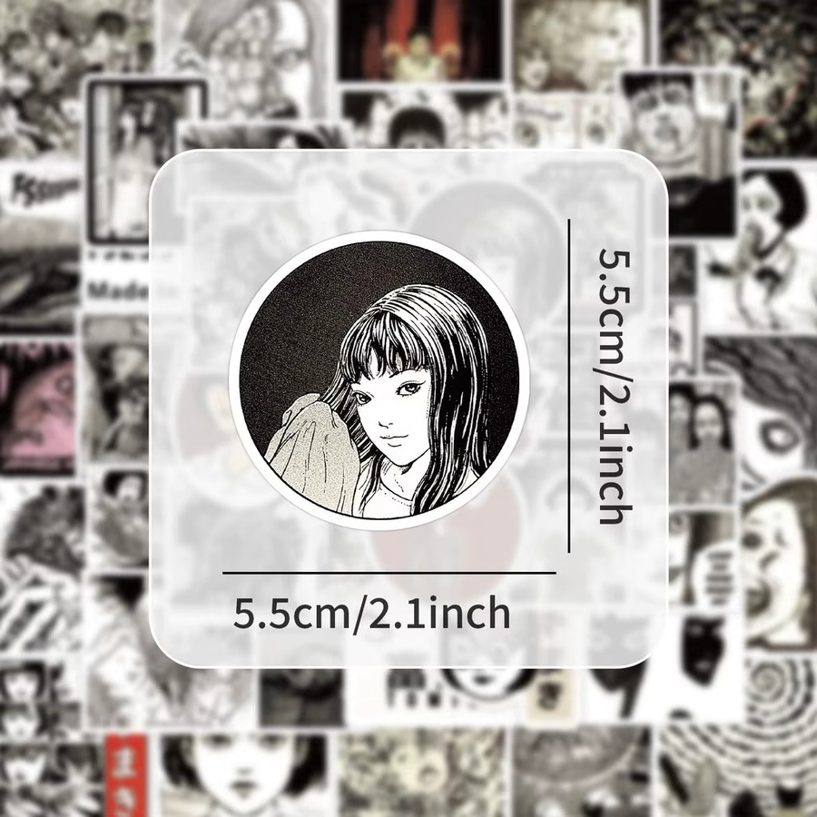 50 Stück Junji Ito Horror Manga Aufkleber-Set mit Tomie und Uzumaki Charakter-Stickern in Gold und Multicolour - Bild 5
