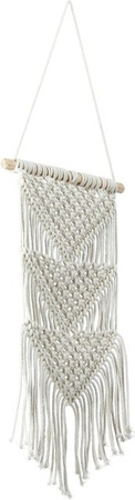 Relaxdays Makramee Wandbehang Boho Dreieck aus Baumwolle in Beige/Weiß, B/H/T: 70 x 25,5 x 1,5 cm