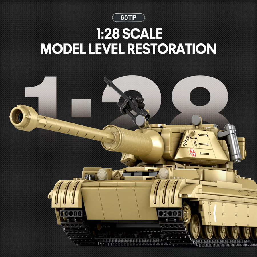 REOBRIX 60TP Panzer Baustein-Set, 1128-teiliges Militär-Modell Schweres Kampffahrzeug in Sand, DIY-Spielzeug für Kinder ab 14 Jahren - Bild 2
