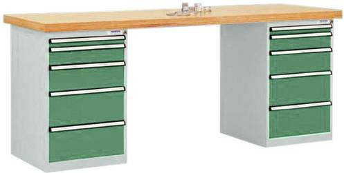 Manuflex Werkbanksystem TP5091.6011 aus Stahl in Resedagrün (RAL 6011), B/T/H: 300 x 200 x 80 cm - Bild 1