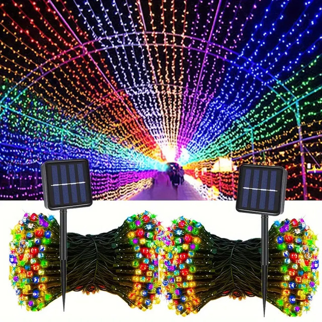 Peach Forest Solar LED Lichterkette RGB mit 8 Modi, wasserdicht, 12m Länge für Garten und Party-Dekoration - Bild 1