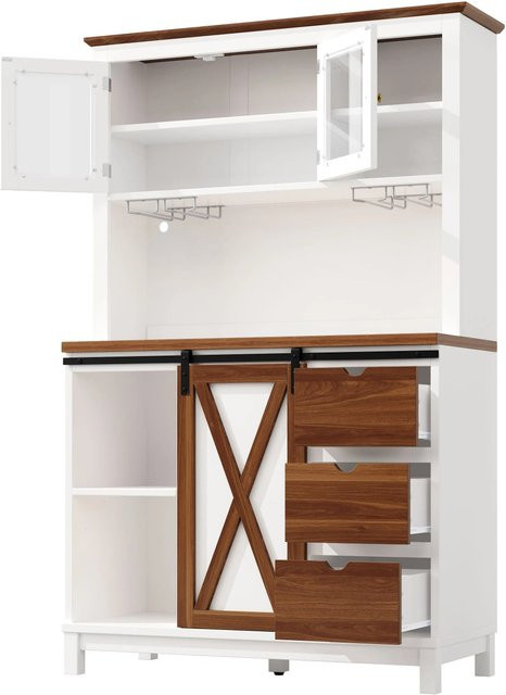 okwish Hochschrank für die Küche mit LED-Beleuchtung und App-Steuerung, Weiß, B/T/H: 104 x 40 x 180 cm - Bild 1