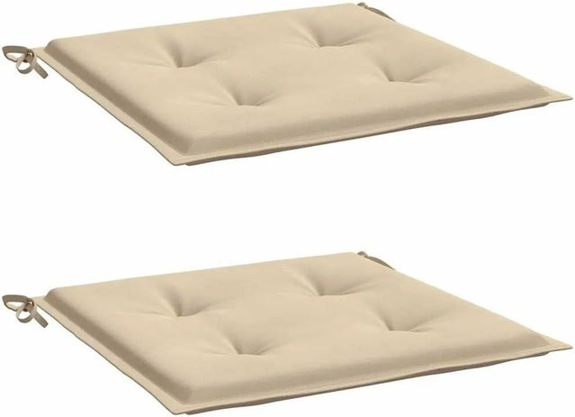 vidaXL Gartenstuhl-Kissen Set aus wasserabweisendem Oxford-Gewebe, Beige, B/T/H: 40 x 40 x 4 cm - Bild 1