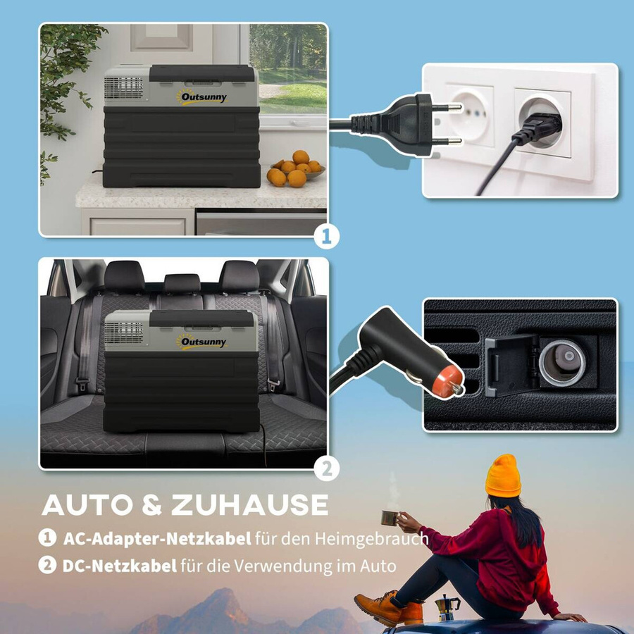 Outsunny Kompressor Kühlbox in Schwarz und Grau aus Kunststoff und Stahl, B/H/L: 43 x 54 x 69 cm - Bild 4