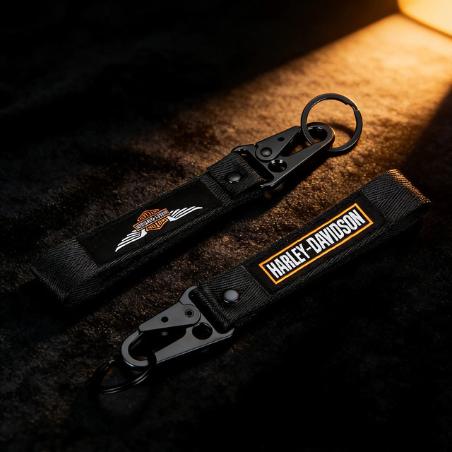 Harley Davidson Schlüsselanhänger, Stickerei, Motorrad Lanyard - Bild 1