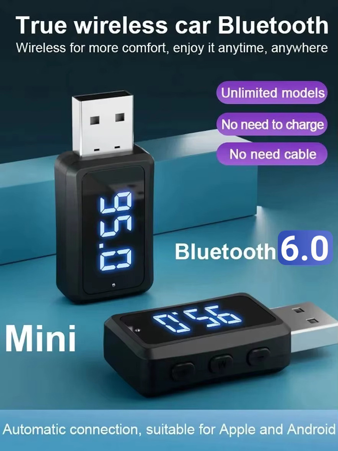 Kebidumei Bluetooth 6.0 FM Transmitter USB Wireless Adapter mit LED Display in Schwarz für Auto Audio und Freisprechen - Bild 4