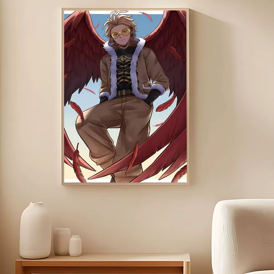 Wasserfestes Anime My Hero Academia Hawks Cartoon-Poster als klebriger Papieraufkleber für deine Heimdekoration, Mehrfarbig - Bild 5
