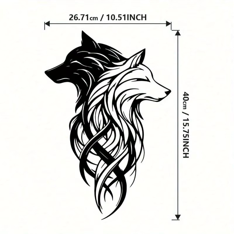 Wandskulptur-Set Twin Wolf Shadows aus Metall von CIFBUY in Schwarz und Weiß - Bild 2