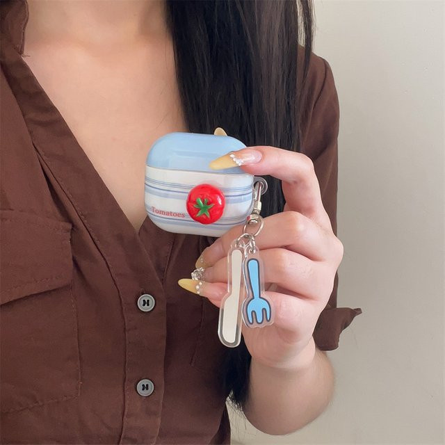 Streifen-Tomaten-Lanyard Schutzhülle für Apple AirPods 4 (2024) und AirPods Pro 2, multicolor - Bild 1