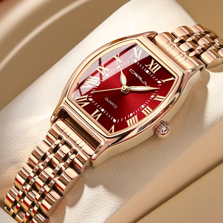 CRRJU Armbanduhr, Quarz, Edelstahl, Roségold, eckig, Damen - Bild 1