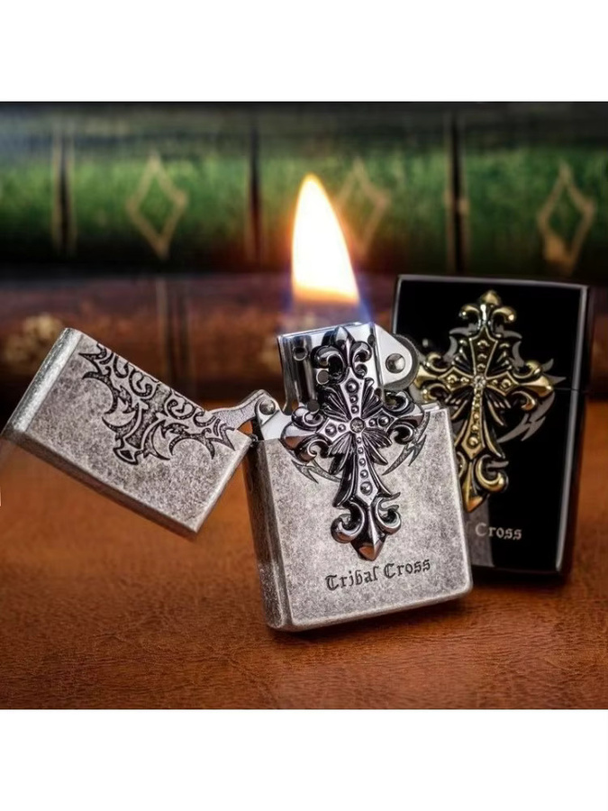 ZORRO Kerosinfeuerzeug Angel Cross Style in Schwarz und Silber - Bild 4