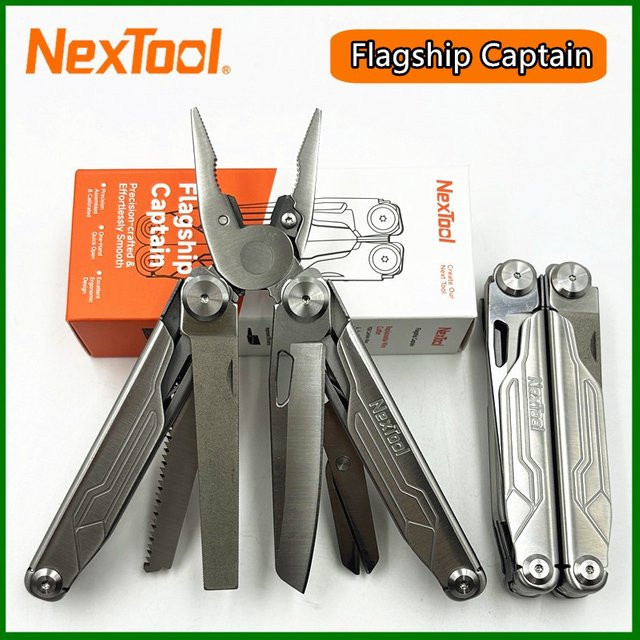 NexTool 19-in-1 Multitool-Zange aus Edelstahl in Silber als EDC-Taschen-Überlebensmesser und Camping-Messer mit Säge und klappbarem Handwerkzeug für Outdoor-Einsätze - Bild 1