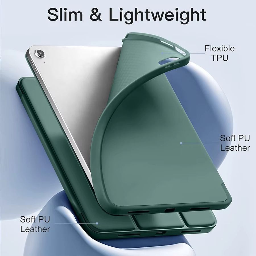 Dreifach gefaltete Silikon-Tablet-Hülle für Samsung Galaxy Tab A11 Plus 2025 SM-X230/X236 mit verstellbarem Ständer und Sleep-Wake-Funktion in Grau oder Weiß - Bild 4