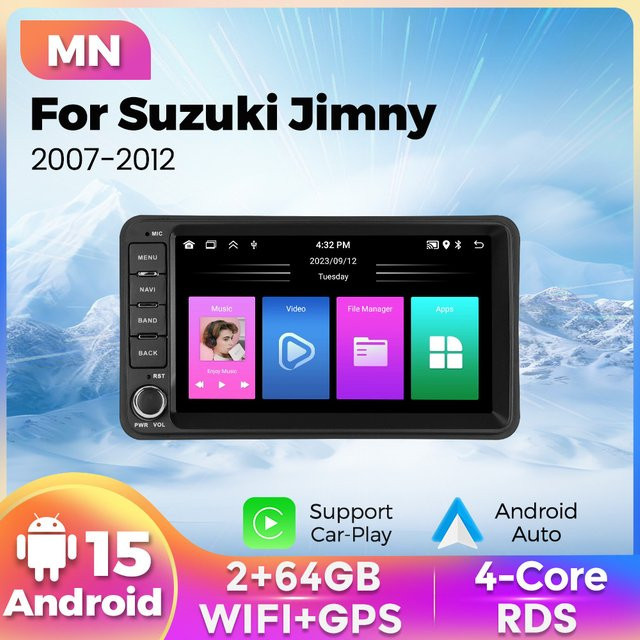 MEKEDE Android Auto Multimedia Player für Suzuki Jimny 2007-2012 mit GPS und Wi-Fi, 2DIN Autoradio in Schwarz - Bild 1