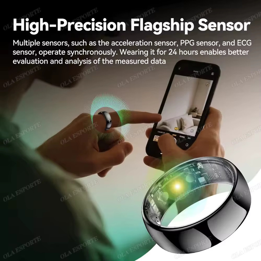 Ola Esporte Smart Ring mit EKG, Herzfrequenz, Blutdruck, Sauerstoffgehalt und Temperaturmessung in Schwarz - Bild 5