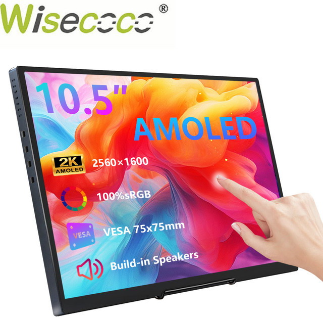 Wisecoco 10,5 Zoll AMOLED 2,5K tragbarer Monitor mit Touchscreen, 2560x1600 Auflösung, 100% sRGB, Farbe: Schwarz - Bild 1