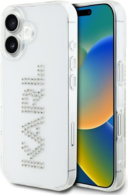 Karl Lagerfeld iPhone 16 Hülle IML Rhinestones Transparent mit Logo - Bild 1
