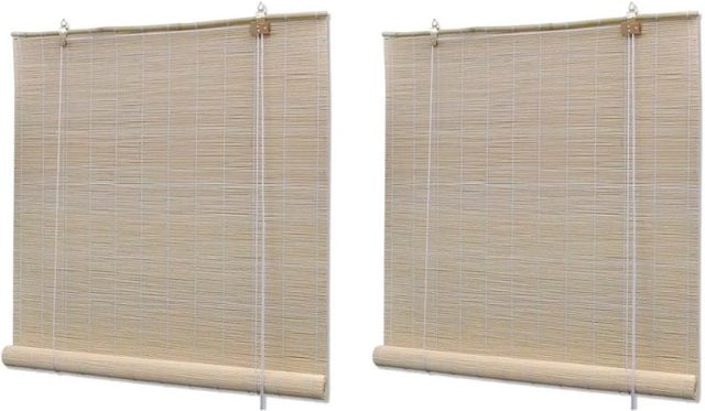 vidaXL Rollos aus Bambus, 2 Stück, Beige, B: 120 cm, H: 160 cm - Bild 1