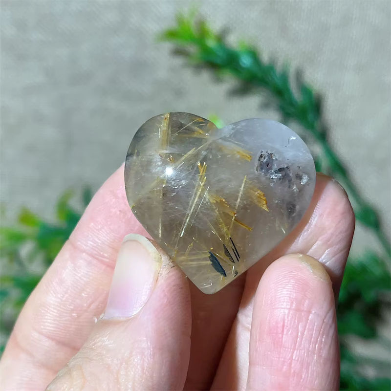 DriB Gold Rutil Quarz Mini Herz aus Naturkristall in Gold und Mehrfarbig - Bild 5